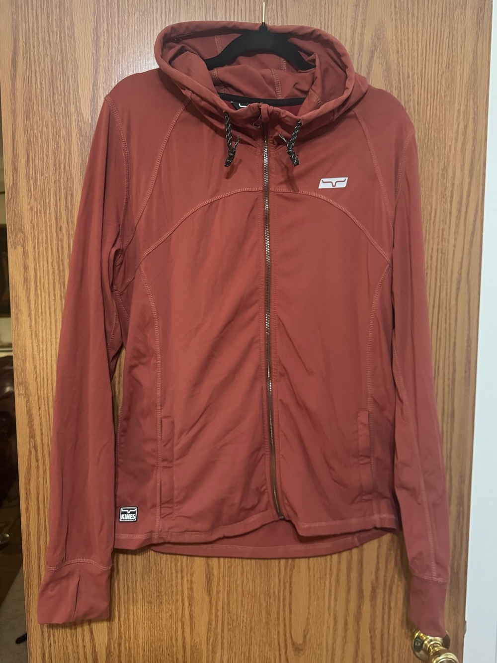 Kimes Ranch Lovell Rust Red Lightweight Hooded Zip Up